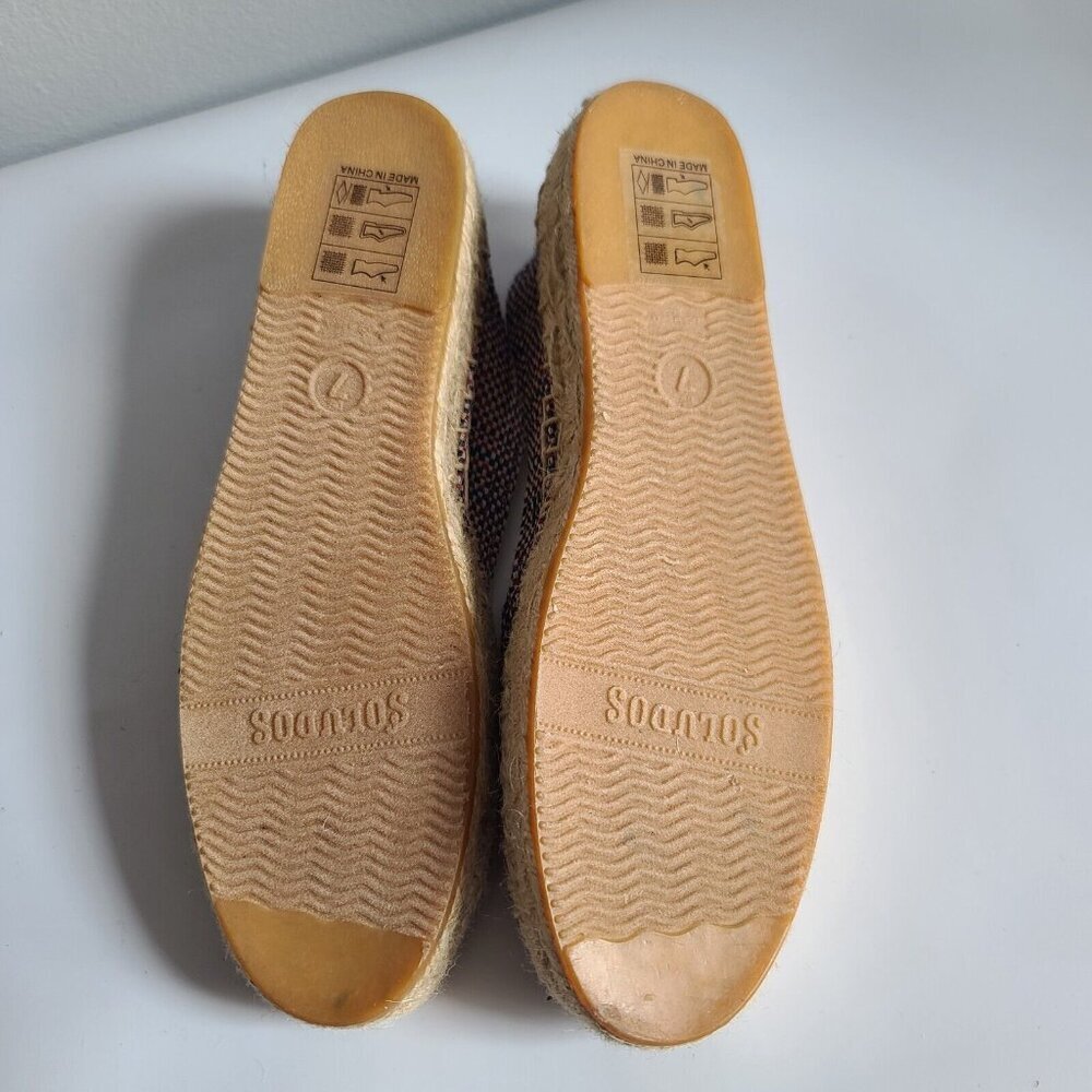 Soludos Union Jack Red Blue Tan Platform Espadrilles, fabrics, Women's size 7 - Picture 5 of 6